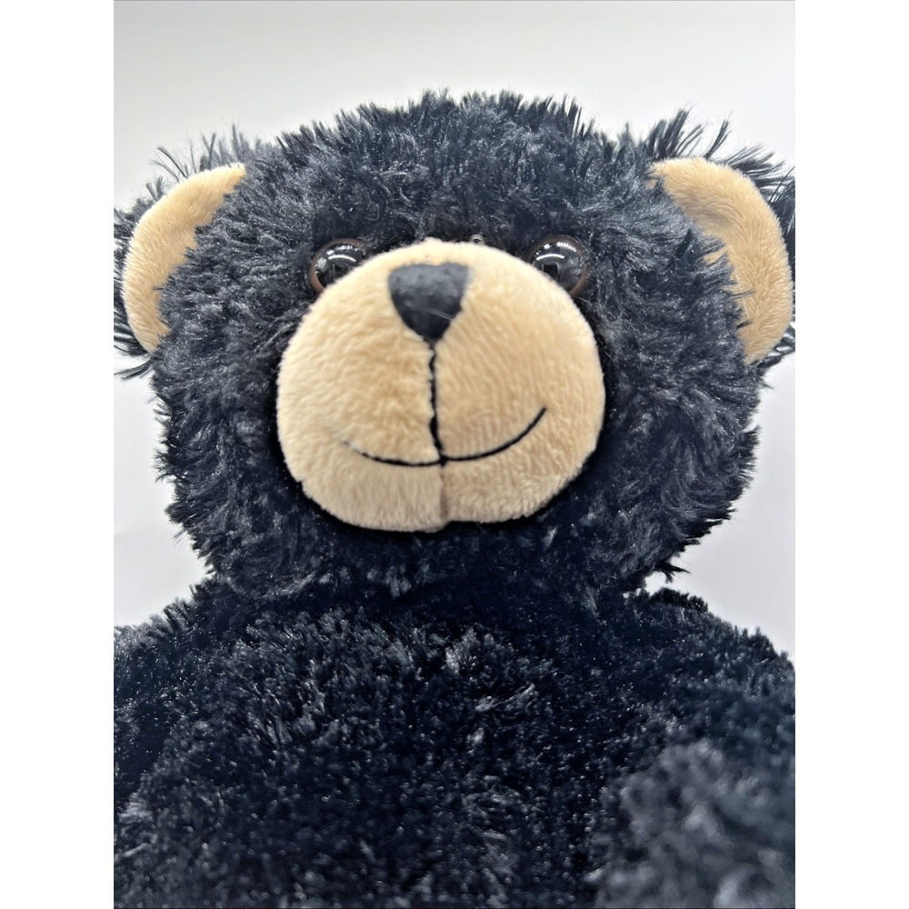 Plush Build A Bear Teddy Bear Black Fur - Smile Tan‎ Ears Feet And Snout 17" - Picture 3 of 12